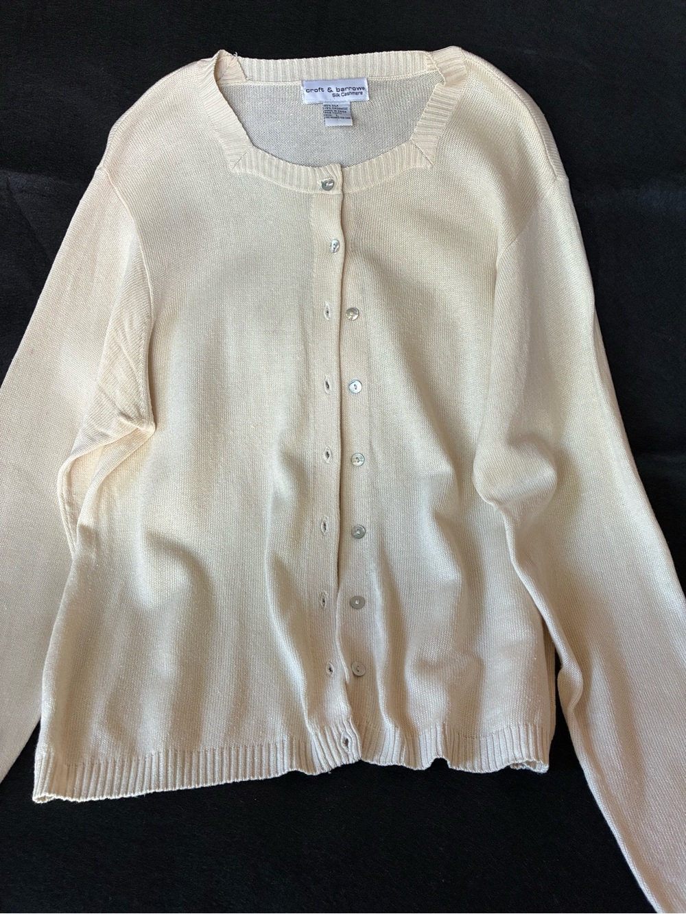 Croft & Barrow Women’s L Silk Cashmere Cardigan Ivory Cream Button Sweater